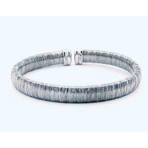 Estate JCM Italy Sterling Silver 925 Wire Wrapped Flexible Bangle Bracelet 6.5”